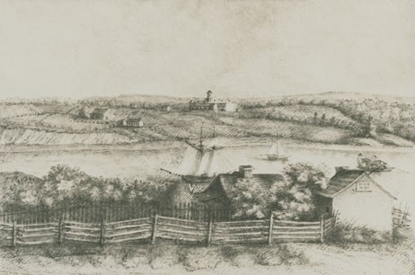 Sketch of King’s College, Windsor, Nova Scotia, as seen from Falmouth.