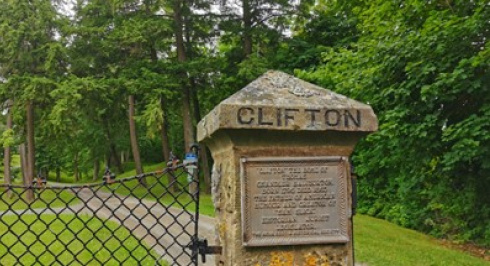 The gate at Clifton Museum Park.