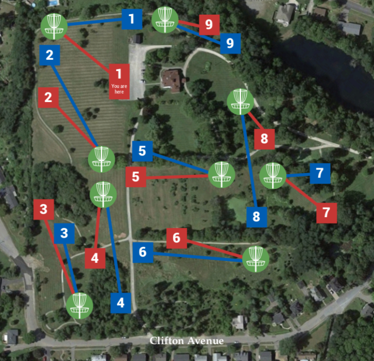 Clifton Disc Golf Course - Map